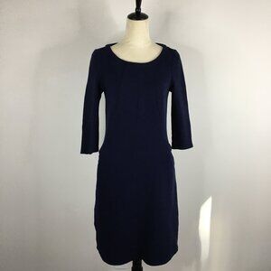 BODEN Navy Textured Fabric Pockets 3/4 Sleeve Dress